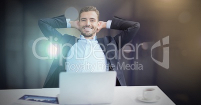 Businessman working on laptop