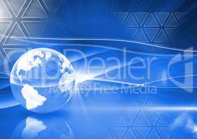 Triangle polygons interface and planet earth background