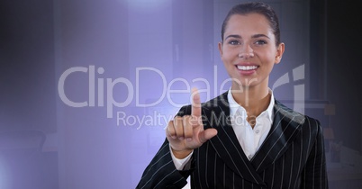 Businesswoman touching air glow