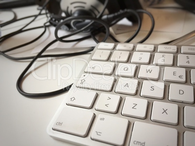 close-up view of a modern white PC keyboard
