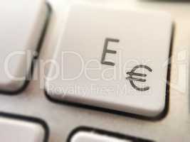 E letter and Euro coin Symbol on a Pc keyboard button