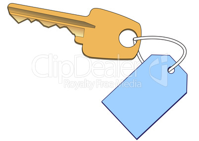 Gold key with a label