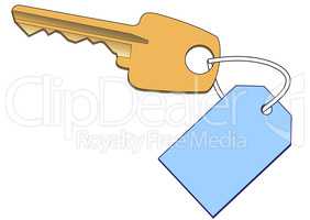 Gold key with a label