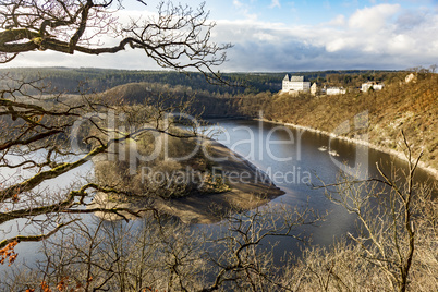 Saale with castle Burgk in Thuringia