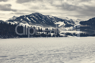 Winter landscape in the mountains