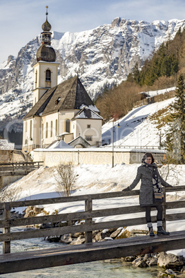 Church of Ramsau in winter with snow