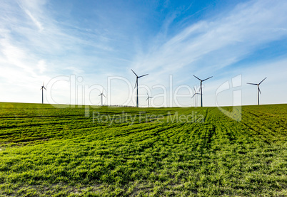 Landscape with wind turbines