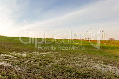 Landscape with wind turbines