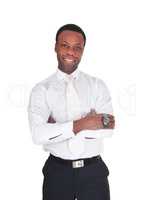 Handsome African man in whit shirt and tie