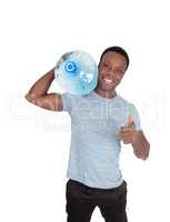Handsome African man carrying water bottle
