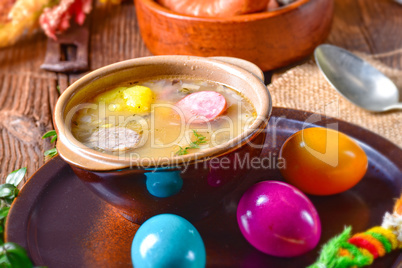 easter decoration with polish easter soup