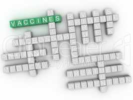 3d imagen Vaccine, word cloud concept.
