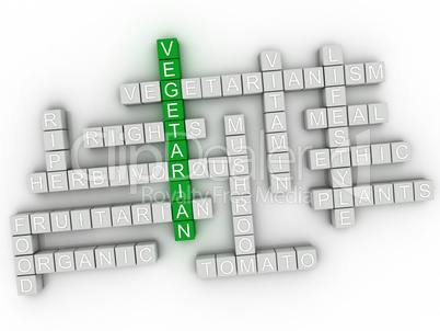 3d imagen Vegetarian word cloud concept.