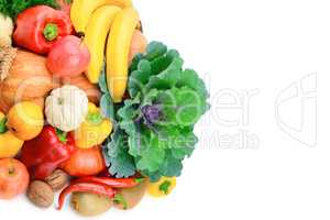 Fruits and vegetables isolated on a white