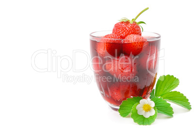 Strawberry and berry juice isolated on white background.