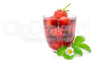 Strawberry and berry juice isolated on white background.