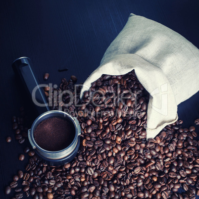 Coffee beans and holder