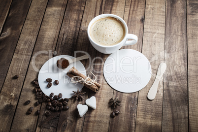 Coffee on wooden table