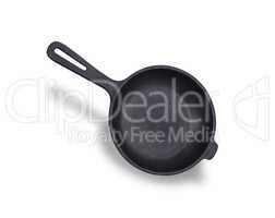 round black cast-iron frying pan