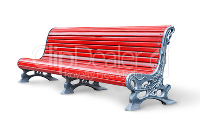 Red park bench