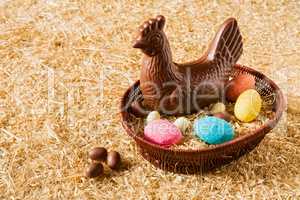 Easter chocolate chicken and eggs