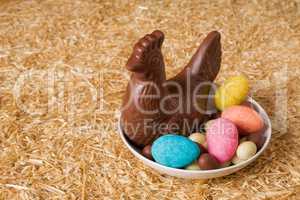 Easter chocolate in a plate