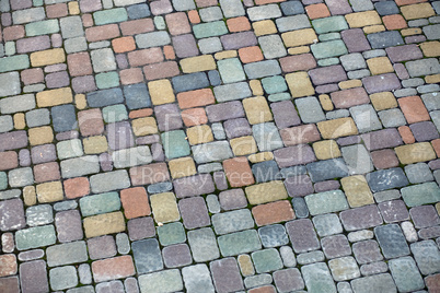 Multicolored paving slabs
