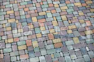 Multicolored paving slabs