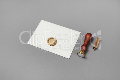 Envelope, wax seal, stamp