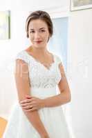 Bride in white dress portrait