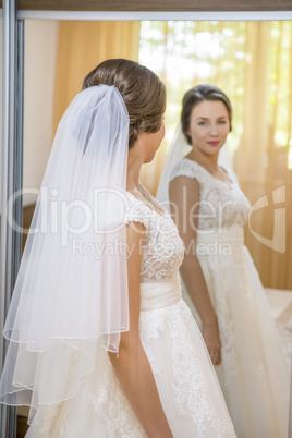 Beautiful young bride in wedding dress