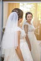 Beautiful young bride in wedding dress