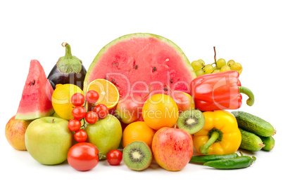 Fruits and vegetables isolated on white background.