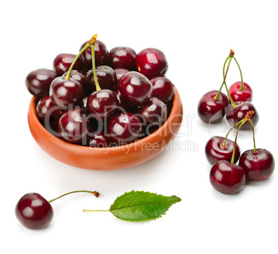 Ripe cherry isolated on white background