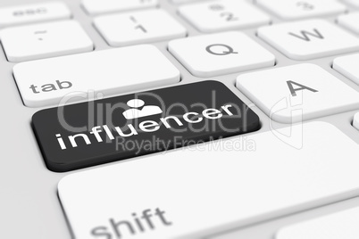 3d render - keyboard with black button - influencer.
