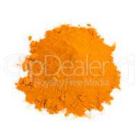 Turmeric powder isolated on white background. Curcuma powder