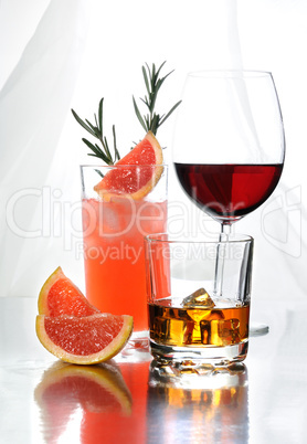 drinks on a table on a light background
