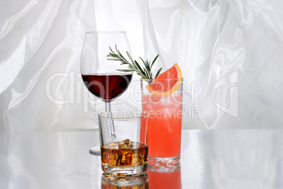 drinks on a table on a light background