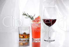 drinks on a table on a light background