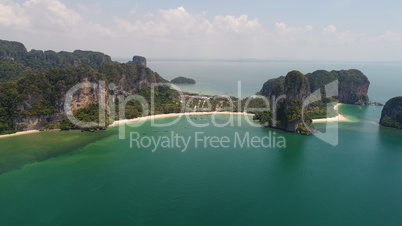 Aerial view of Railay beach and coastline in Krabi province