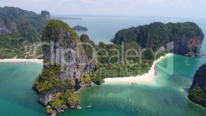 Aerial view of Railay beach and coastline in Krabi province
