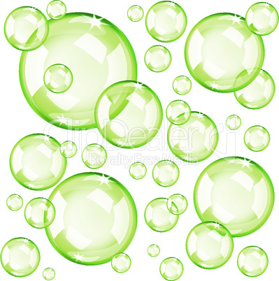 Transparent green bubbles
