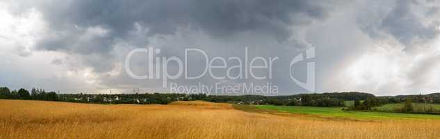 Stormy sky and field