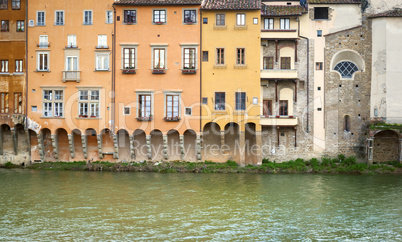 Ancient houses overlooking the Arno river in Florence