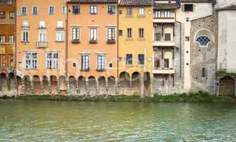 Ancient houses overlooking the Arno river in Florence