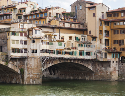 detail of an arch of the famous Ponte Vecchio (Old Bridge) in Florence