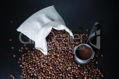 Coffee beans on table