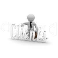 Client search,3d character with upswing arrow