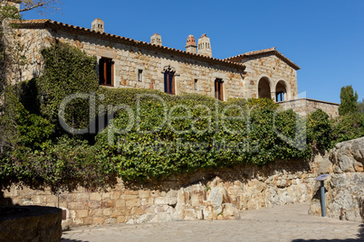 Beautiful old stone houses in Spanish ancient village, Pals, in Costa Brava