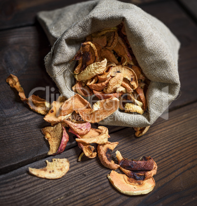 dried apple slices in a canvas bag